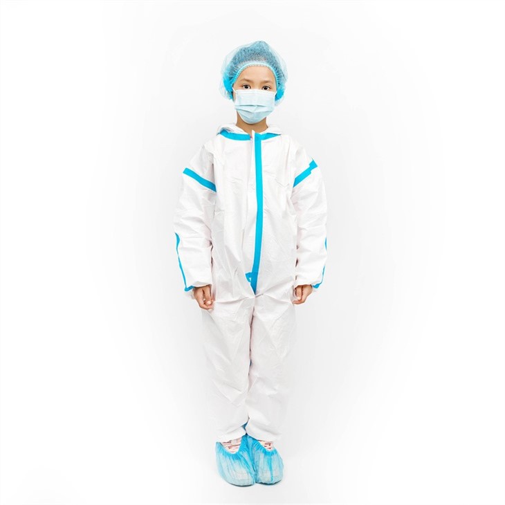 Disposable medical coverall with blue tapes 2